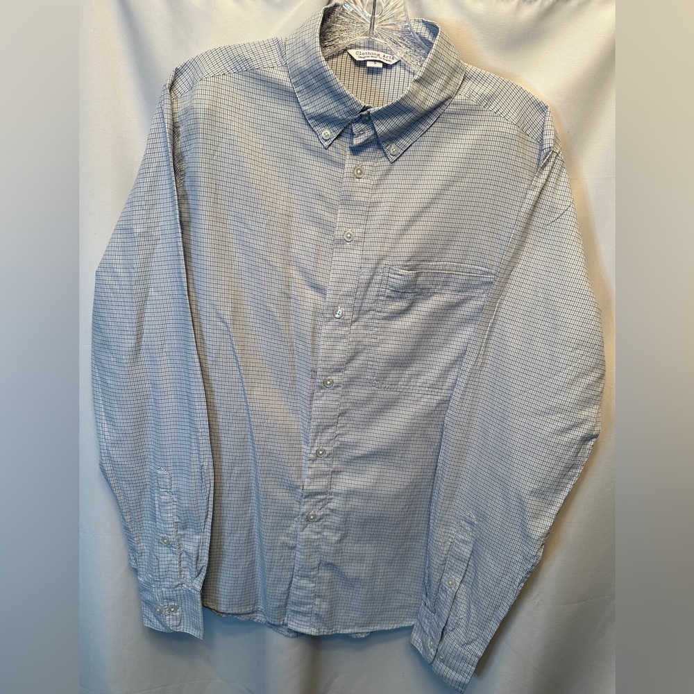 Clothing Arts Size Small P Cubed‎ Pickpocket Proof Button Down Shirt White Blue